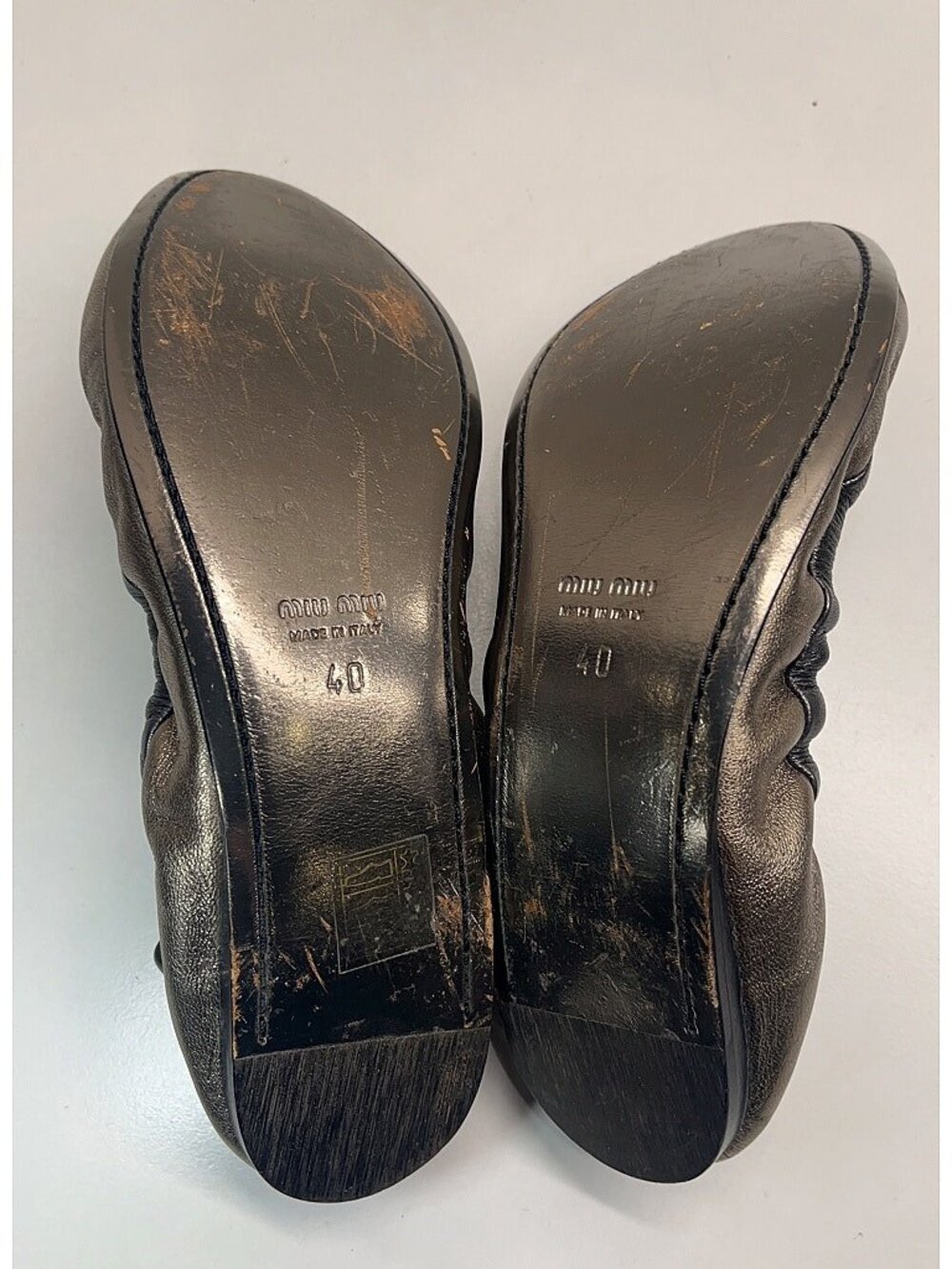 Miu Miu Metallic Leather Crystal Embellished Ballet Flats EU 40 - Picture 7 of 8